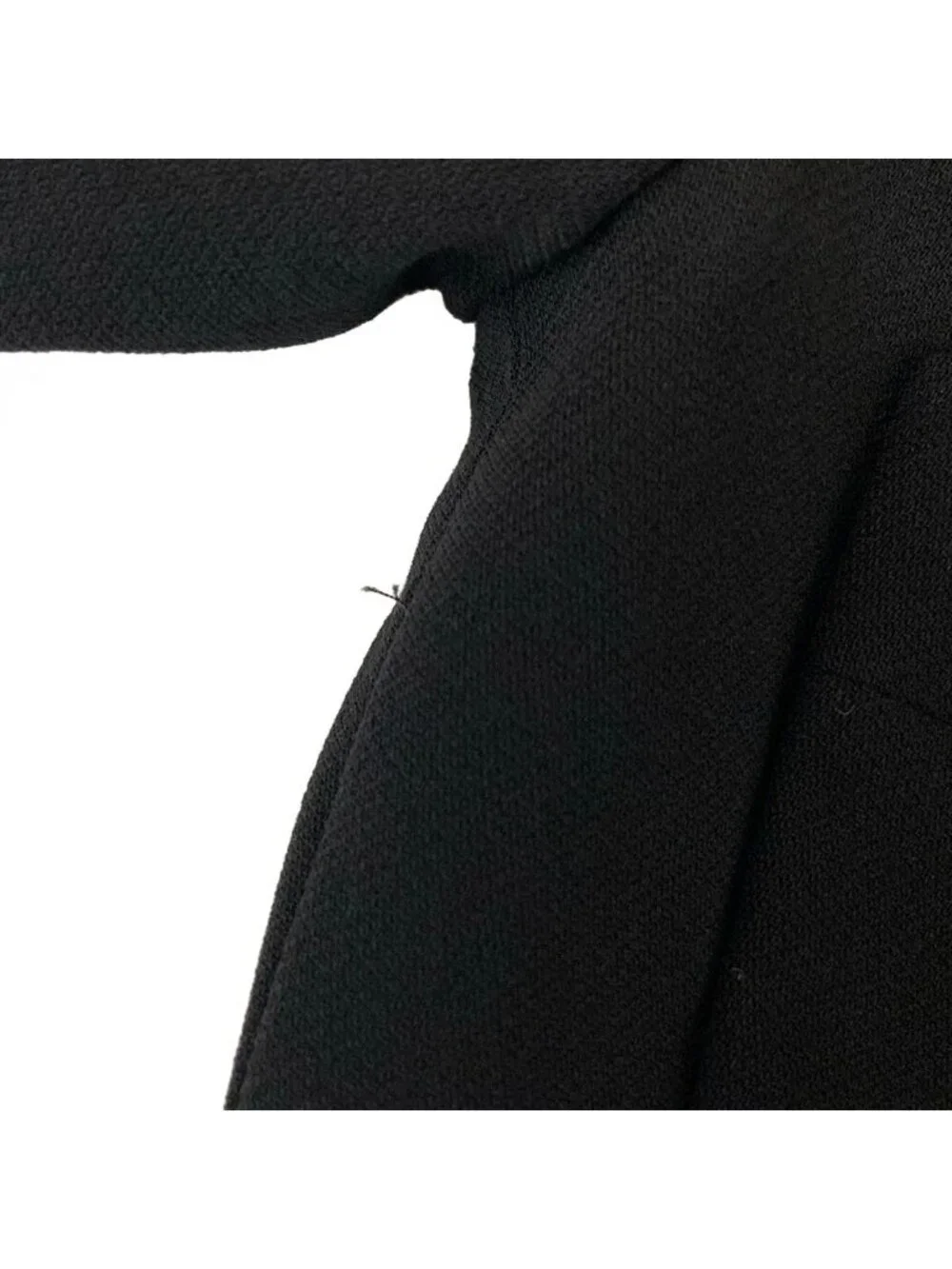 Chanel Jacket Black Long Sleeve CC Logo Silver Wool